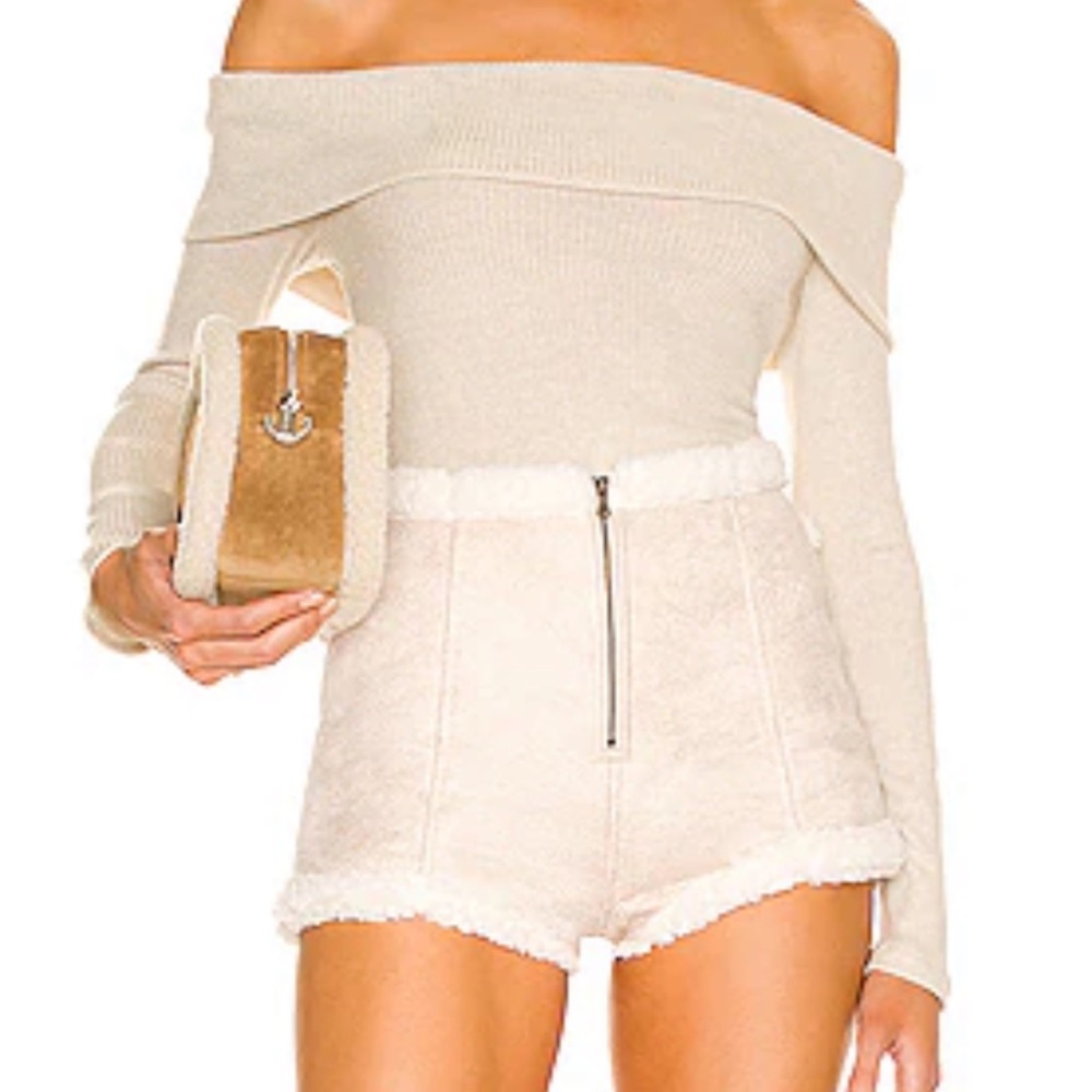 BCBGeneration Off Shoulder Bodysuit in Champagne